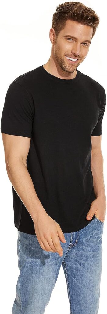 FACOTY Hemp T-Shirt for Men, Short Sleeve T-Shirt, Crew Neck Tee, 55% Hemp and 45% Organic Cotton, Soft, Breathable