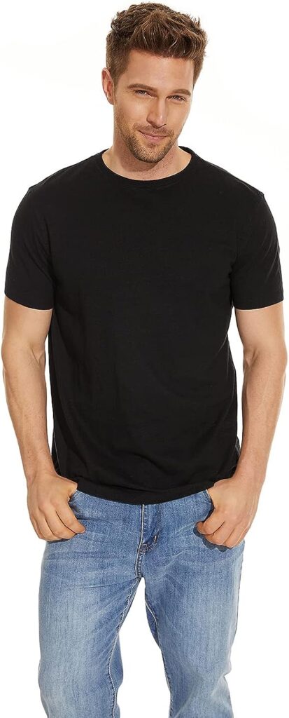 FACOTY Hemp T-Shirt for Men, Short Sleeve T-Shirt, Crew Neck Tee, 55% Hemp and 45% Organic Cotton, Soft, Breathable